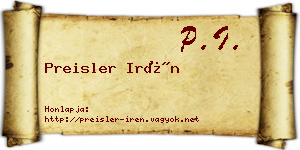 Preisler Irén névjegykártya
